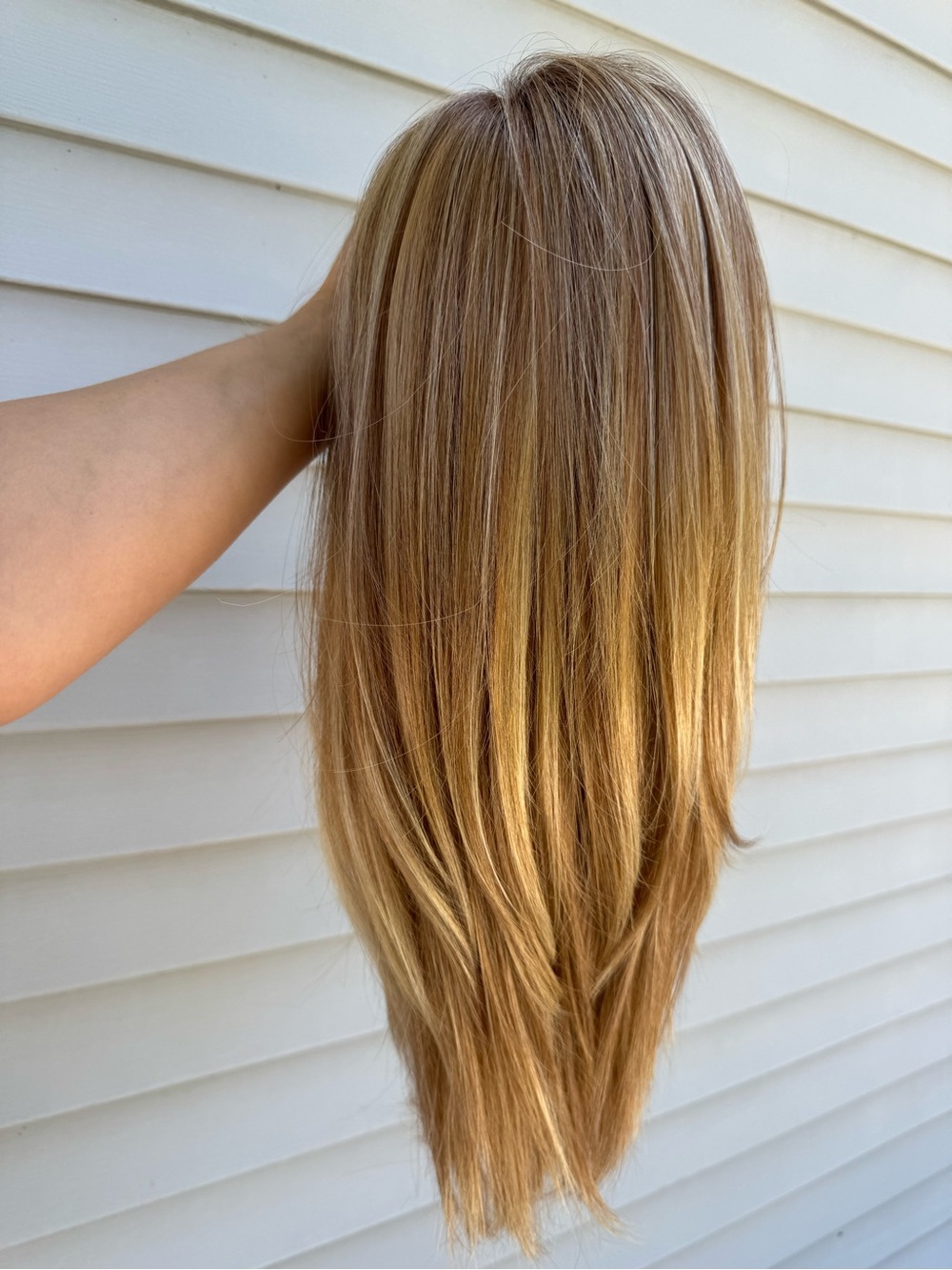 Long Straight Wig in Blonde/Red
